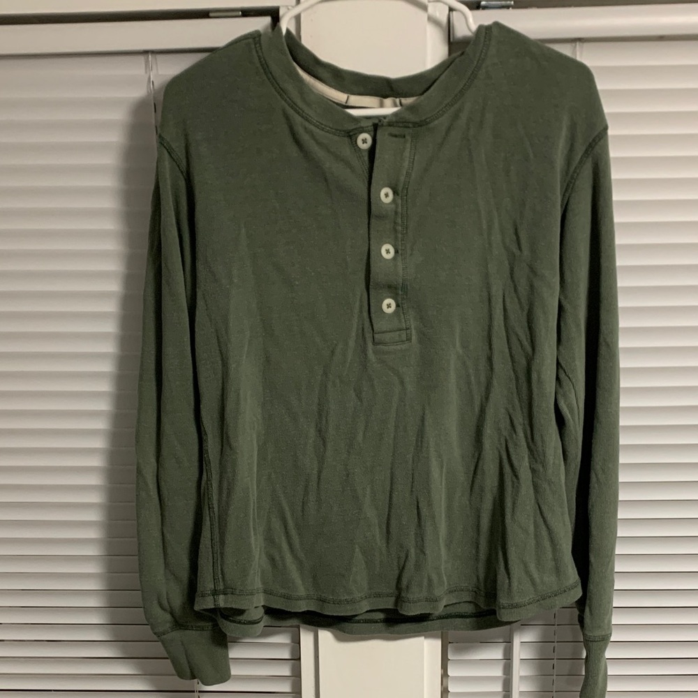 REI Green Long Sleeve Henley Top